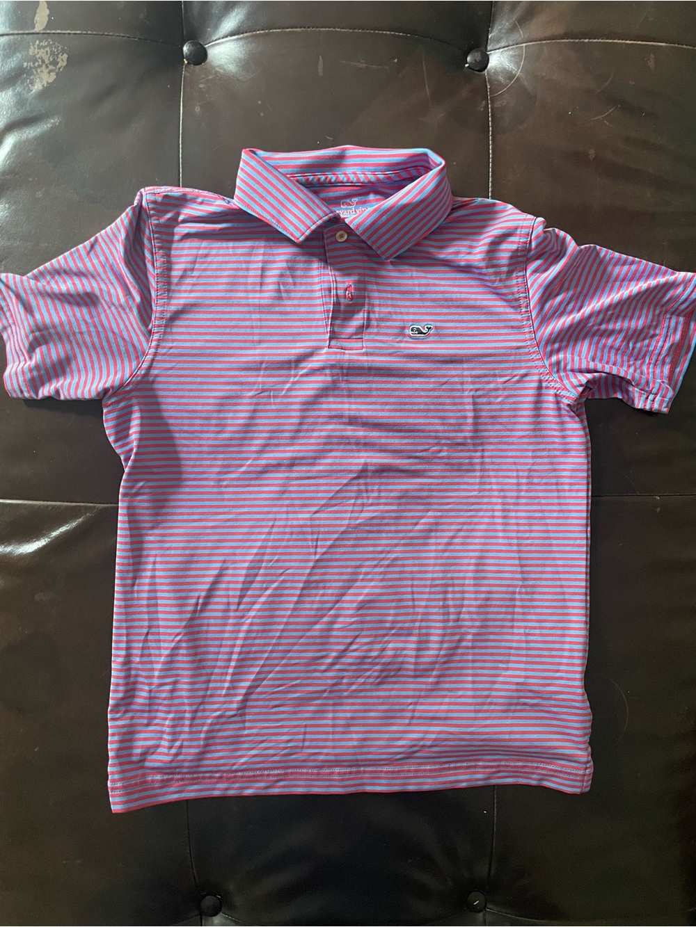 Vineyard Vines Sankaty Performance Polo Pink and Blue Striped